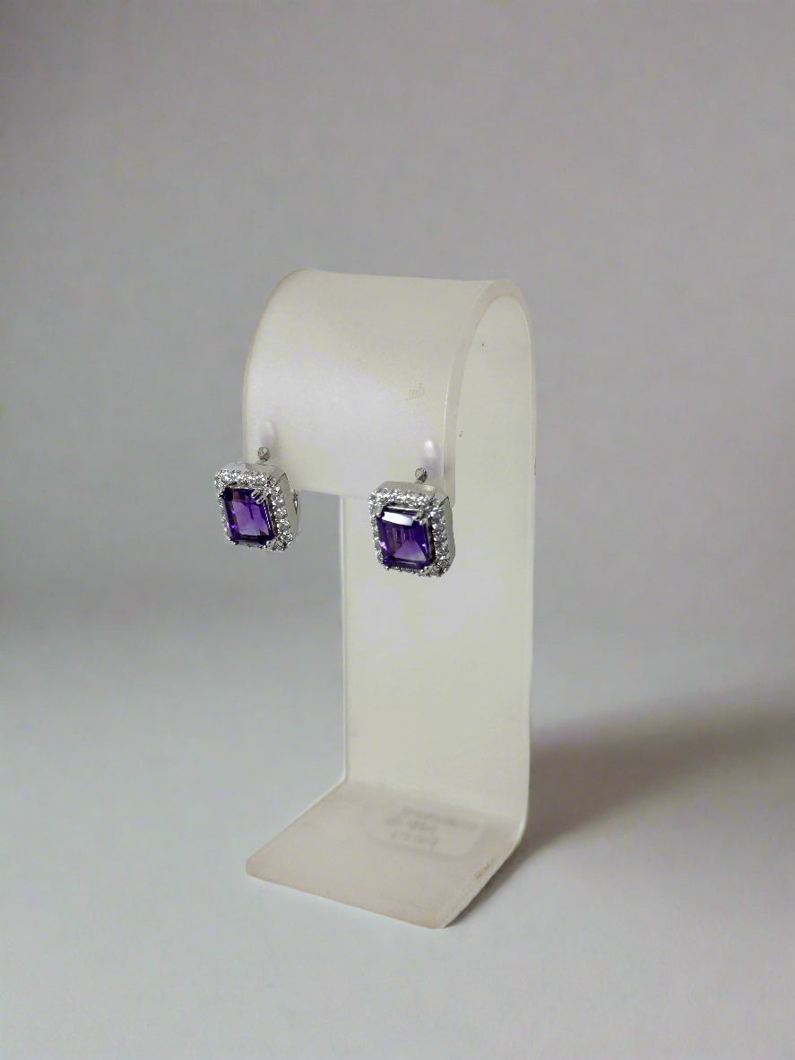 Natural Amethyst Dangle Stud