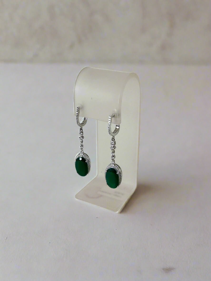Large Faceted Oval Drop Earrings